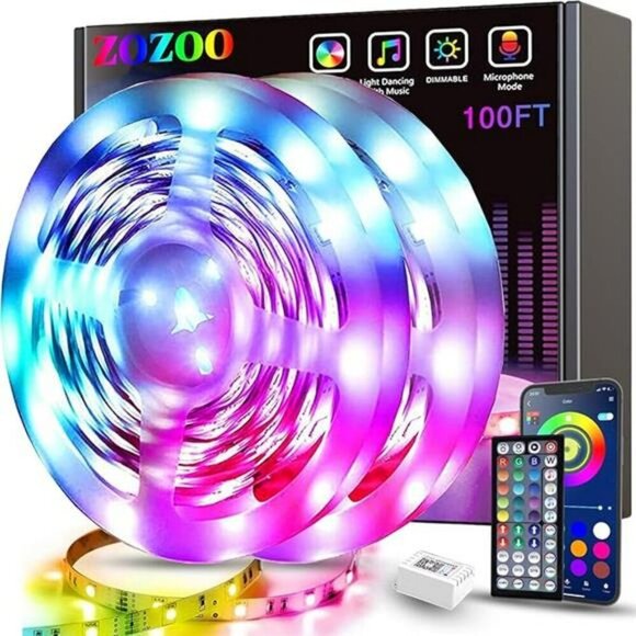 100ft Led Lights for Bedroom 2 Rolls 50ft Smart RGB Led Strip Lights Decoration - Picture 8 of 8